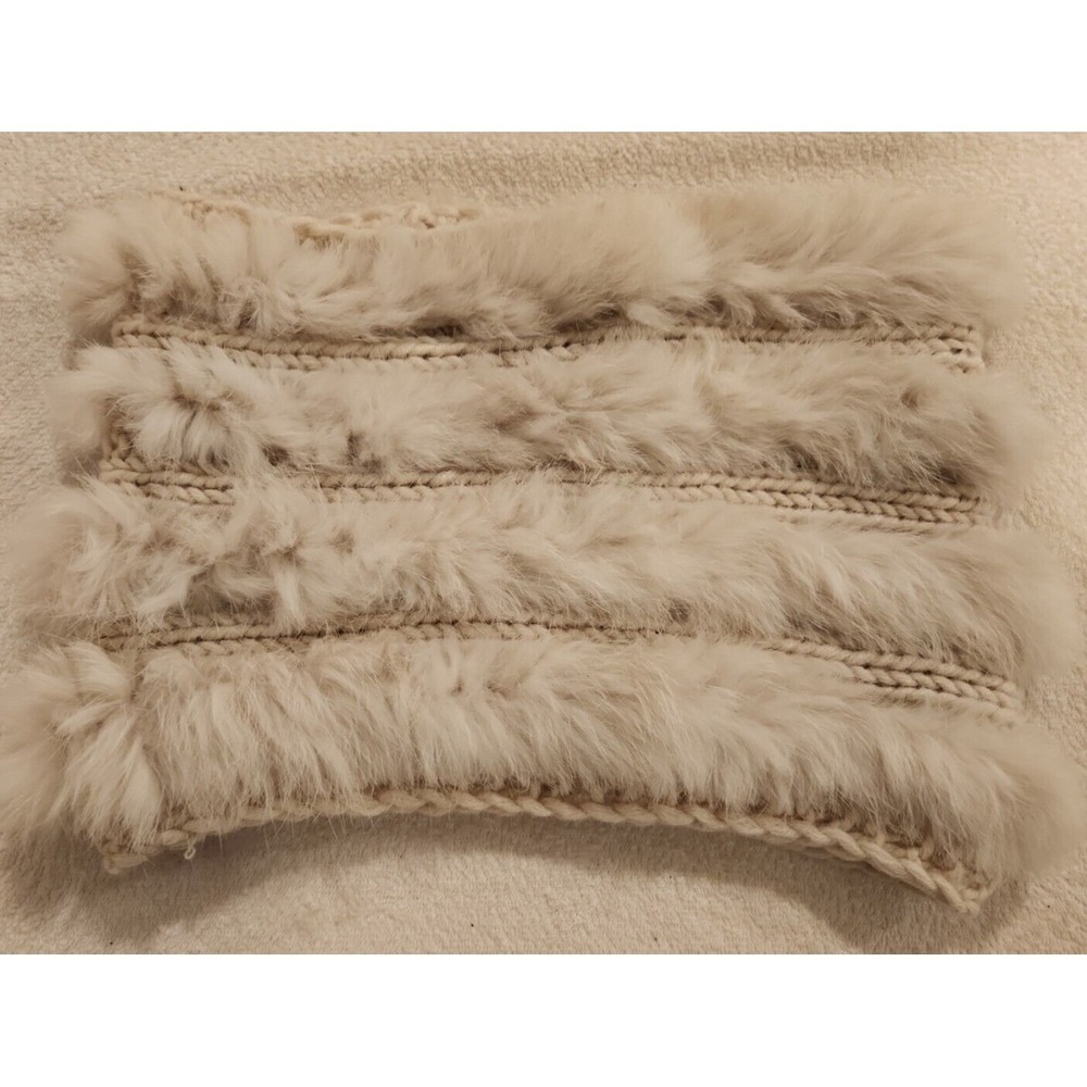 Calypso St Barth Rabbit Fur Wool Knit Funnel Infinity Scarf Oatmeal Color Ivory‎